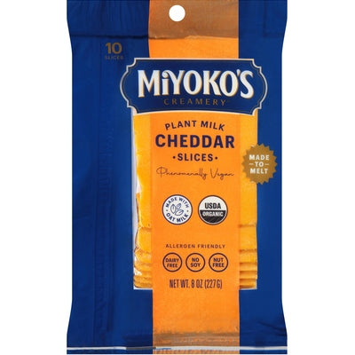 Miyokos Creamery Cheese Cheddar Plant Milk Slices 6/8 OZ [UNFI #03170206] [ebt]
