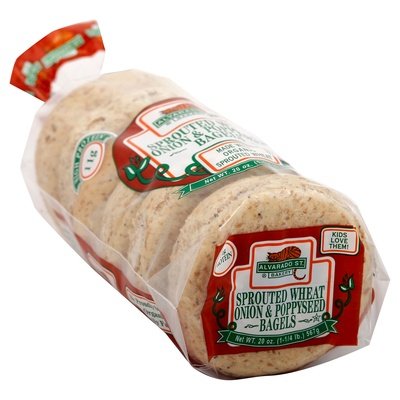 Alvarado St Bakery Bagels Sprouted Wheat Onion & Poppyseed 6/20 OZ [UNFI #110502] [ebt]