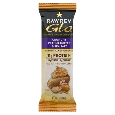 Raw Rev Glo Bar With Raw Superfoods Crunchy Peanut Butter & Sea Salt 12/1.6 OZ [UNFI-CARLISLE #1808252] [ebt]