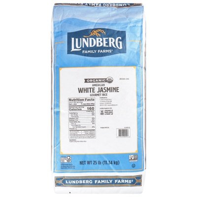 Lundberg Family Farms Gourmet Rice Organic White Jasmine American 25LB [UNFI #300533] [ebt]