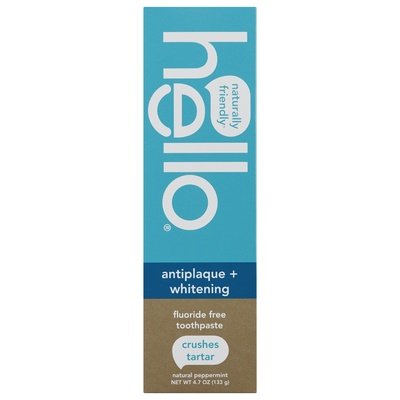 Hello Products Toothpaste Fluoride Free Antiplaque + Whitening Natural Peppermint 6/4.7 OZ [UNFI-CARLISLE #2702363]
