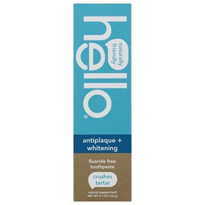 Hello Products Toothpaste Fluoride Free Antiplaque + Whitening Natural Peppermint 6/4.7 OZ [UNFI-CARLISLE #2702363]