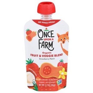 Once Upon A Farm Fruit & Veggie Blend Organic Strawberry Patch 8/3.2 OZ [UNFI #2134690] [ebt]