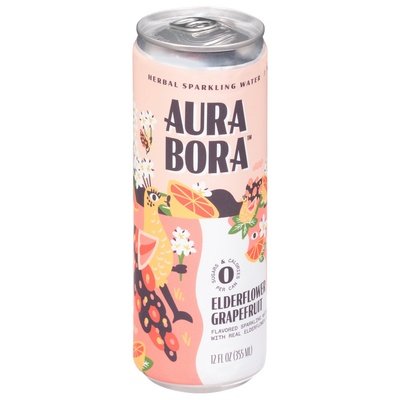 Aura Bora Herbal Sparkling Water Elderflower Grapefruit 12/12 OZ [UNFI #2818342] [ebt]