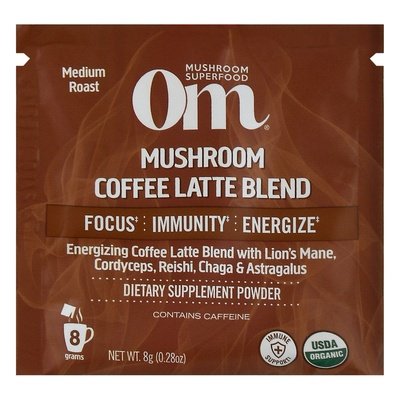 Om Mushroom Powder Medium Roast Coffee Latte Blend 10/.21 OZ [UNFI-CARLISLE #2552370]