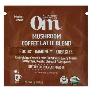 Om Mushroom Powder Medium Roast Coffee Latte Blend 10/.21 OZ [UNFI-CARLISLE #2552370]