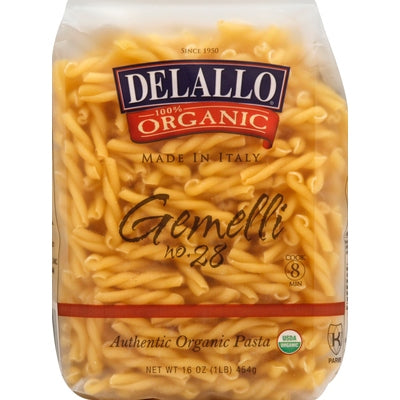 Delallo Gemelli Organic No. 28 Cut 8/16 OZ [UNFI #02979284] [ebt]