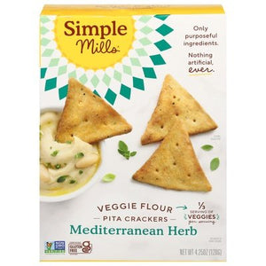 Simple Mills Pita Crackers Veggie Flour Mediterranean Herb 6/4.25 OZ [UNFI #2537256] [ebt]