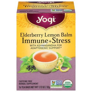 Yogi Herbal Tea Elderberry Lemon Balm Immune + Stress Tea Bags 6/16 BAG [UNFI #2646883] [ebt]