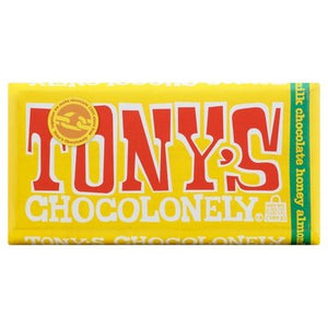 Tonys Chocolonely Milk Chocolate Honey Almond 15/6.35OZ [UNFI #2382190] [ebt]