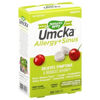 Natures Way Allergy + Sinus Cherry Flavored Non-Drowsy Tablets 1/20 TAB [UNFI-CARLISLE #2246965]