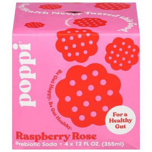 Poppi Prebiotic Soda Raspberry Rose 6/4/12 OZ [UNFI #2941169] [ebt]