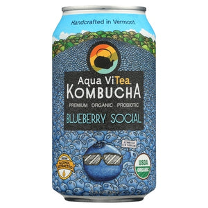 Aqua Vitea Kombucha Blueberry Social 12/12 OZ [UNFI #02700110] [ebt]