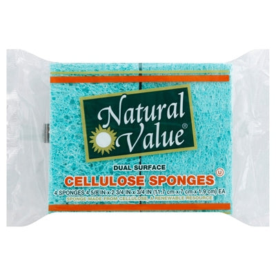 Natural Value Sponges Cellulose Dual Surface 24/4 Ct [UNFI #0990929]