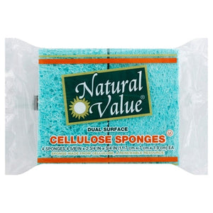 Natural Value Sponges Cellulose Dual Surface 24/4 Ct [UNFI #0990929]