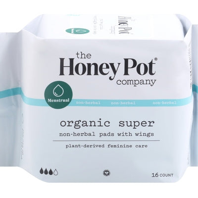 The Honey Pot Pads Non-Herbal Super with Wings Organic 1/16 CT [UNFI-CARLISLE #3113826]