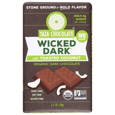 Taza Chocolate Dark Chocolate Organic Wicked Dark with Toasted Coconut 10/2.5 OZ [UNFI #2275295] [ebt]