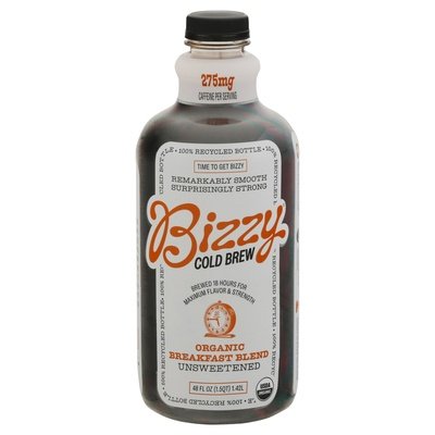 Bizzy Coffee Coffee Organic Unsweetened Breakfast Blend Cold Brew 6/48 OZ [UNFI #2662963] [ebt]