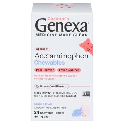 Genexa Acetaminophen Grape Flavor Childrens 80 Mg Chewables Tablets 1/24 CT [UNFI-CARLISLE #3017563]
