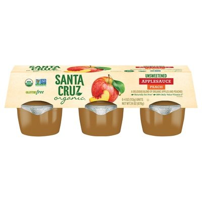 Santa Cruz Organic Applesauce Peach Unsweetened 12/6/4 OZ [UNFI #319178] [ebt]