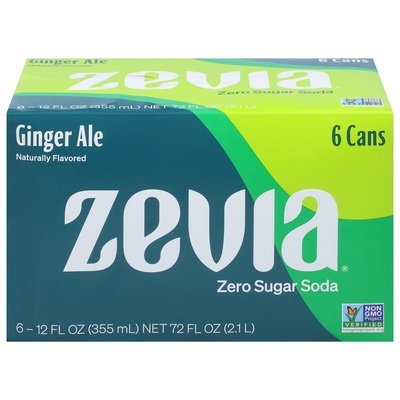Zevia Soda Zero Sugar Ginger Ale 6 Cans 4/6/12 OZ [UNFI #2980498] [ebt]