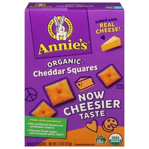 Annies Homegrown Baked Crackers Organic Cheddar Squares 12/7.5 OZ [UNFI #2337145] [ebt]