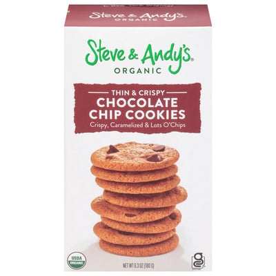 Steve & Andys Cookies Organic Chocolate Chip Thin & Crispy 6/5.5 OZ [UNFI #03180619] [ebt]