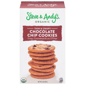 Steve & Andys Cookies Organic Chocolate Chip Thin & Crispy 6/5.5 OZ [UNFI #03180619] [ebt]