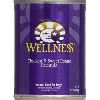 Wellness Natural Food for Dogs Chicken & Sweet Potato Formula 12/12.5 OZ [UNFI #0551911]