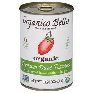 Organico Bello Tomatoes Organic Diced Premium 12/14.28 OZ [UNFI #2106953] [ebt]