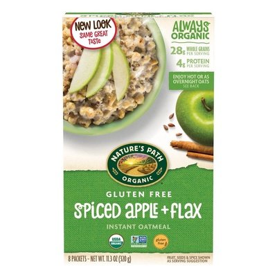 Natures Path Instant Oatmeal Gluten Free Spiced Apple + Flax 6/11.3 OZ [UNFI #1269943] [ebt]