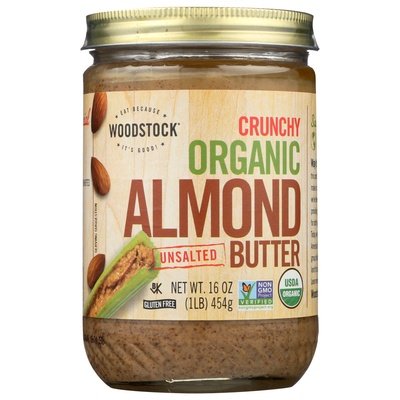 Woodstock Almond Butter Crunchy & Unsalted 12/16 OZ [UNFI #0125302] [ebt]